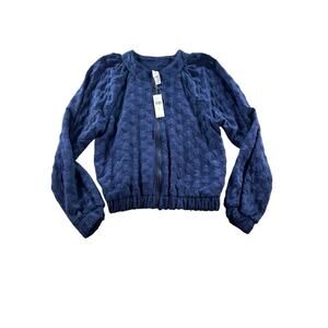 Amadi Textured Bomber Jacket Womens S Zip Up Puff Sleeve Blouson Anthropologie